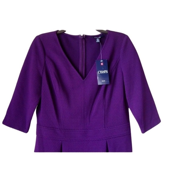 NEW Chaps Women's Textured Fit & Flare Dress Beetroot Size 10 - Picture 5 of 11